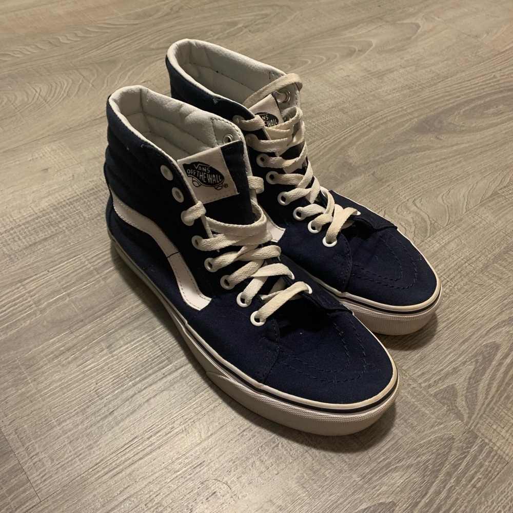 Blue And White Suede Vans Hi Tops - Picture 1 of 9